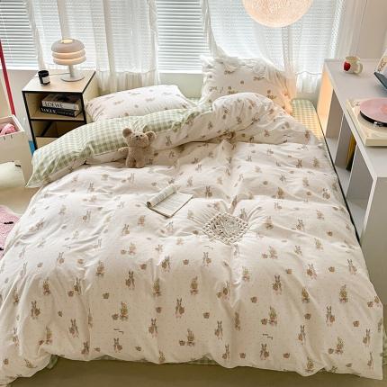 91家纺网 家纺一手货源 找家纺 （总）昔可 2023新款全棉小清新兔子四件套