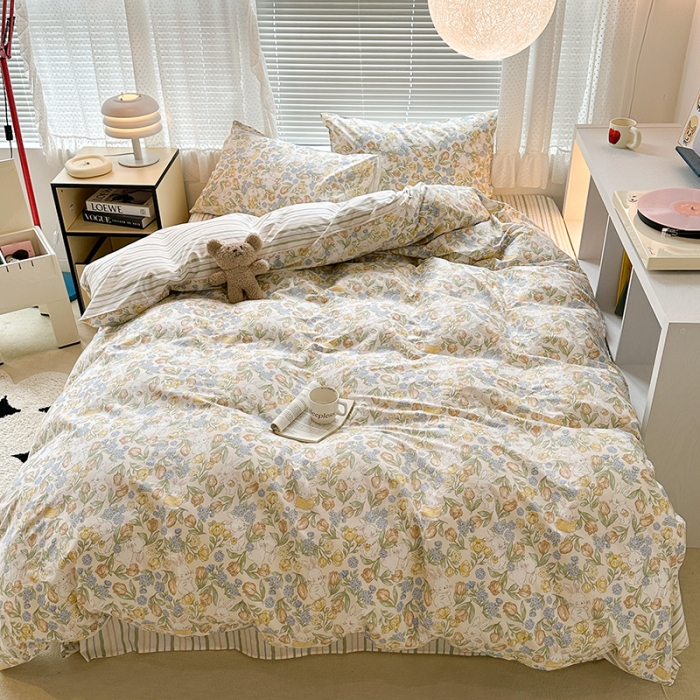 91家纺网 家纺一手货源 找家纺 （总）昔可 2023新款全棉小清新兔子四件套