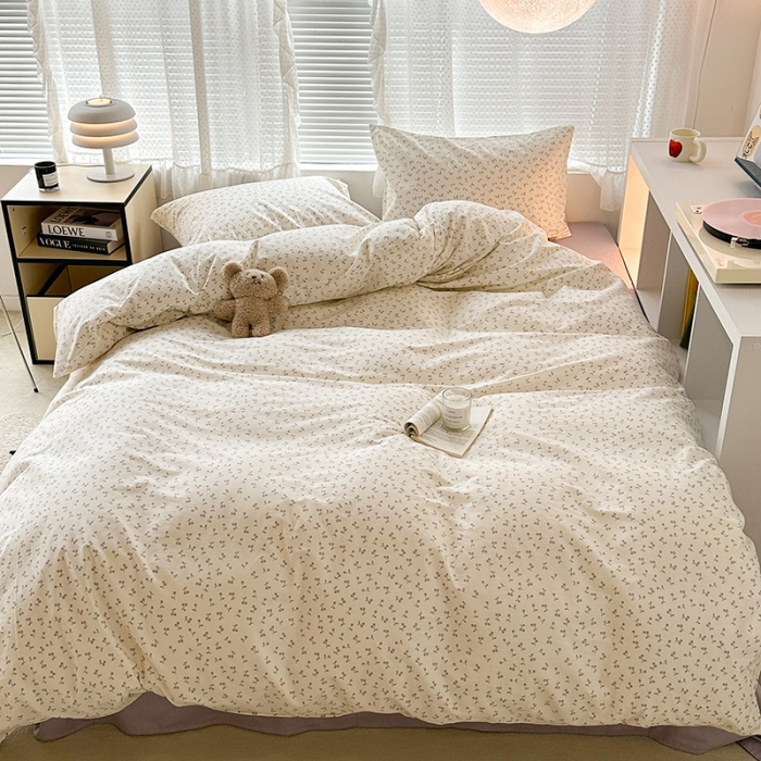 91家纺网 家纺一手货源 找家纺 昔可 2023新款全棉小清新兔子四件套 迷你紫樱桃