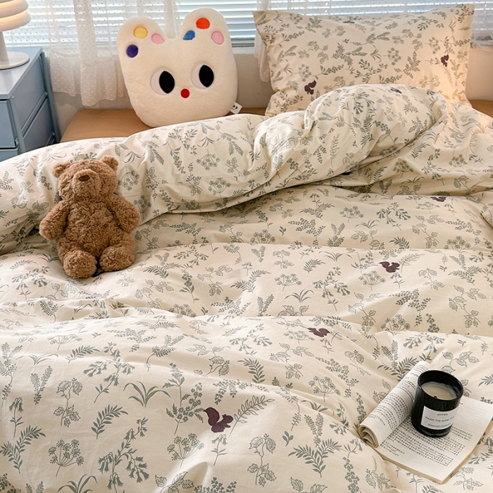 91家纺网 家纺一手货源 找家纺 昔可 2023新款全棉小清新兔子四件套 小松鼠