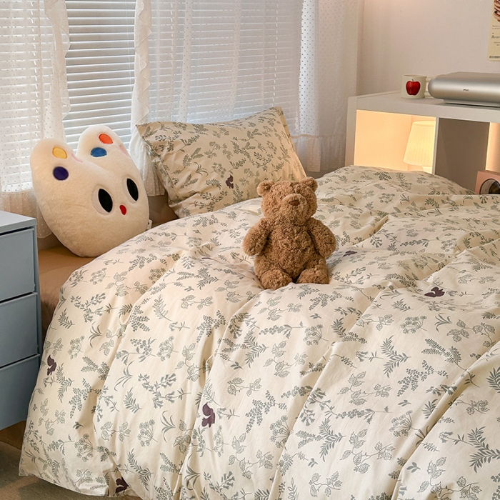 91家纺网 家纺一手货源 找家纺 昔可 2023新款全棉小清新兔子四件套 小松鼠