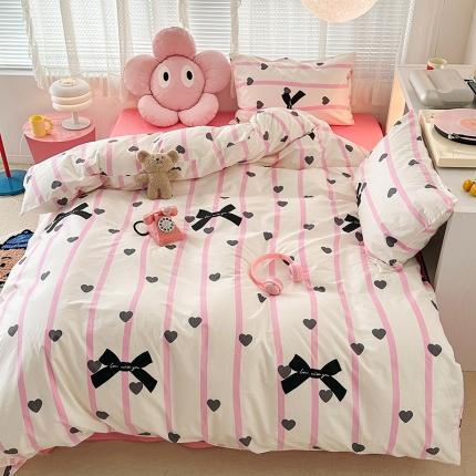 昔可 2023新款全棉小清新兔子四件套 心动蝴蝶结