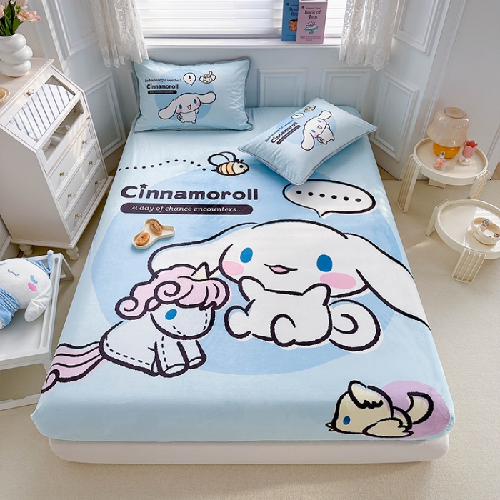 91家纺网 家纺一手货源 找家纺 蘭菲家纺 2023新款宝宝绒卡通印花床笠 布丁