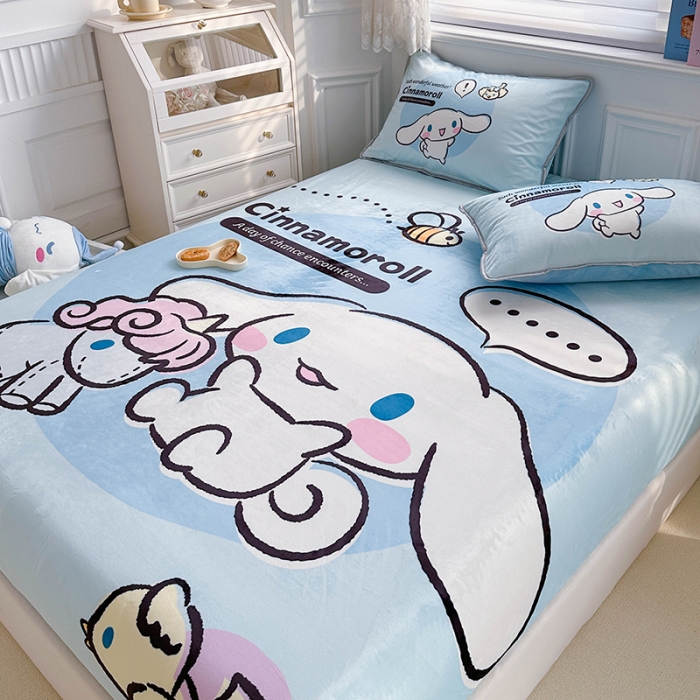 91家纺网 家纺一手货源 找家纺 蘭菲家纺 2023新款宝宝绒卡通印花床笠 布丁