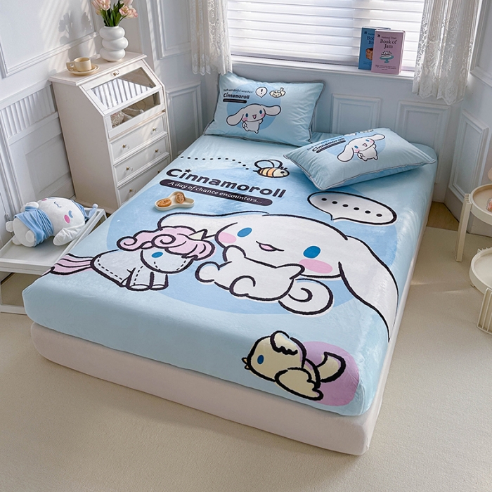 91家纺网 家纺一手货源 找家纺 蘭菲家纺 2023新款宝宝绒卡通印花床笠 布丁