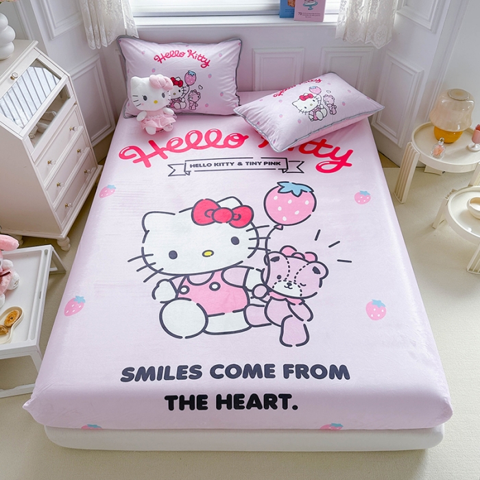 91家纺网 家纺一手货源 找家纺 蘭菲家纺 2023新款宝宝绒卡通印花床笠 草梅派