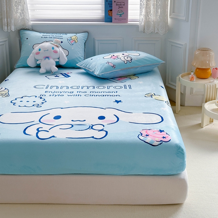 91家纺网 家纺一手货源 找家纺 蘭菲家纺 2023新款宝宝绒卡通印花床笠 吃货