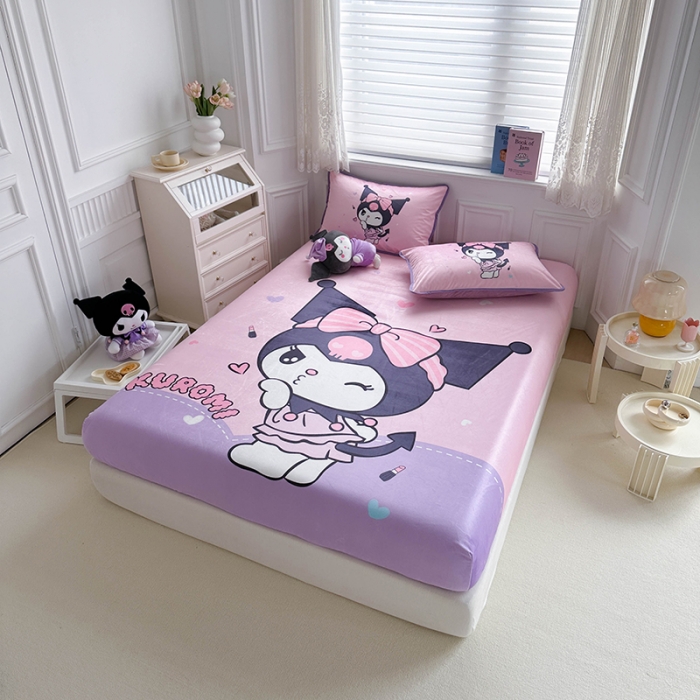 91家纺网 家纺一手货源 找家纺 蘭菲家纺 2023新款宝宝绒卡通印花床笠 公主酱小库