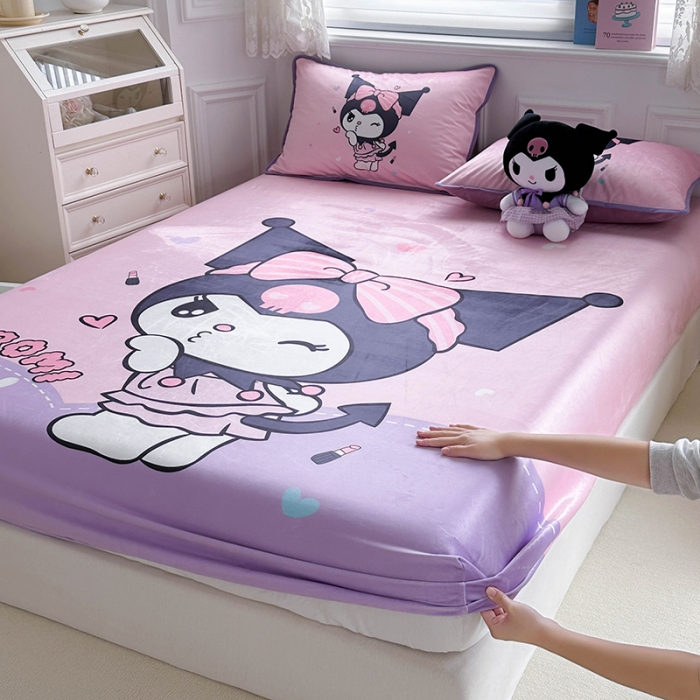 91家纺网 家纺一手货源 找家纺 蘭菲家纺 2023新款宝宝绒卡通印花床笠 公主酱小库