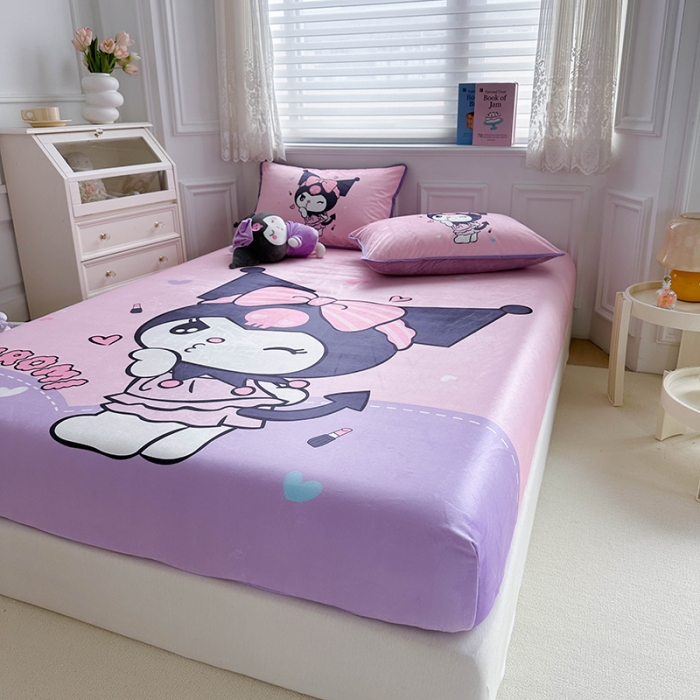 91家纺网 家纺一手货源 找家纺 蘭菲家纺 2023新款宝宝绒卡通印花床笠 公主酱小库