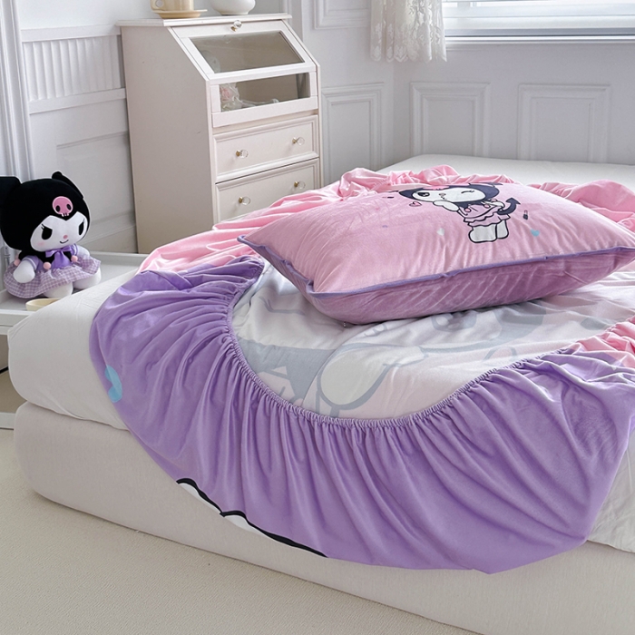 91家纺网 家纺一手货源 找家纺 蘭菲家纺 2023新款宝宝绒卡通印花床笠 公主酱小库