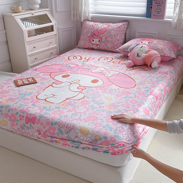 91家纺网 家纺一手货源 找家纺 蘭菲家纺 2023新款宝宝绒卡通印花床笠 闺蜜