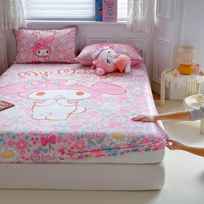 91家纺网 家纺一手货源 找家纺 蘭菲家纺 2023新款宝宝绒卡通印花床笠 闺蜜