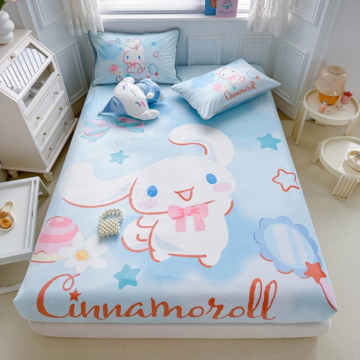 91家纺网 家纺一手货源 找家纺 蘭菲家纺 2023新款宝宝绒卡通印花床笠 果果