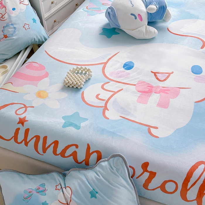 91家纺网 家纺一手货源 找家纺 蘭菲家纺 2023新款宝宝绒卡通印花床笠 果果