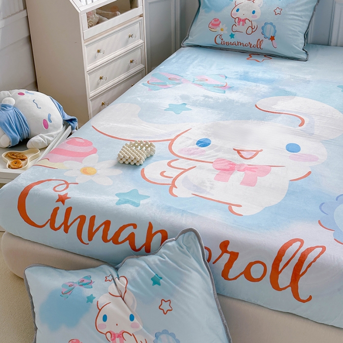 91家纺网 家纺一手货源 找家纺 蘭菲家纺 2023新款宝宝绒卡通印花床笠 果果