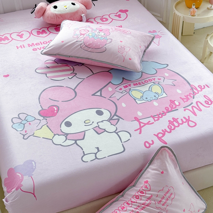 91家纺网 家纺一手货源 找家纺 蘭菲家纺 2023新款宝宝绒卡通印花床笠 花园宝宝