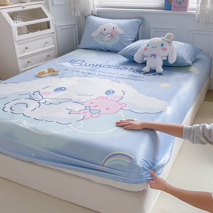 91家纺网 家纺一手货源 找家纺 蘭菲家纺 2023新款宝宝绒卡通印花床笠 棉花糖