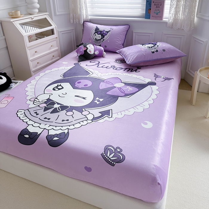 91家纺网 家纺一手货源 找家纺 蘭菲家纺 2023新款宝宝绒卡通印花床笠 奶油巴库