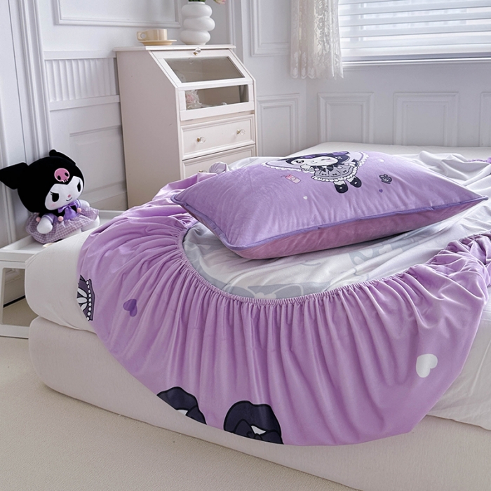 91家纺网 家纺一手货源 找家纺 蘭菲家纺 2023新款宝宝绒卡通印花床笠 奶油巴库