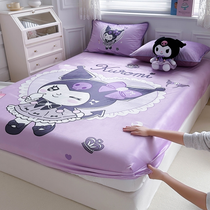 91家纺网 家纺一手货源 找家纺 蘭菲家纺 2023新款宝宝绒卡通印花床笠 奶油巴库