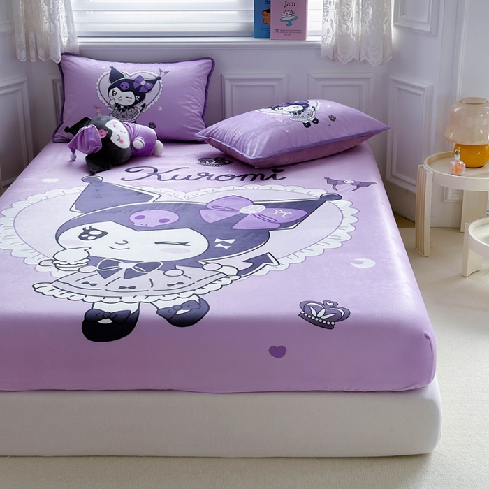 91家纺网 家纺一手货源 找家纺 蘭菲家纺 2023新款宝宝绒卡通印花床笠 奶油巴库