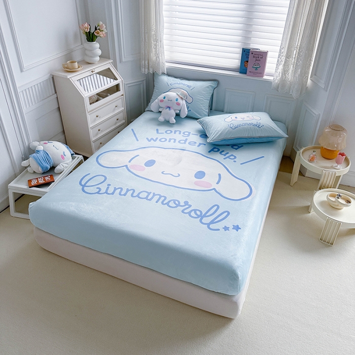 91家纺网 家纺一手货源 找家纺 蘭菲家纺 2023新款宝宝绒卡通印花床笠 肉包