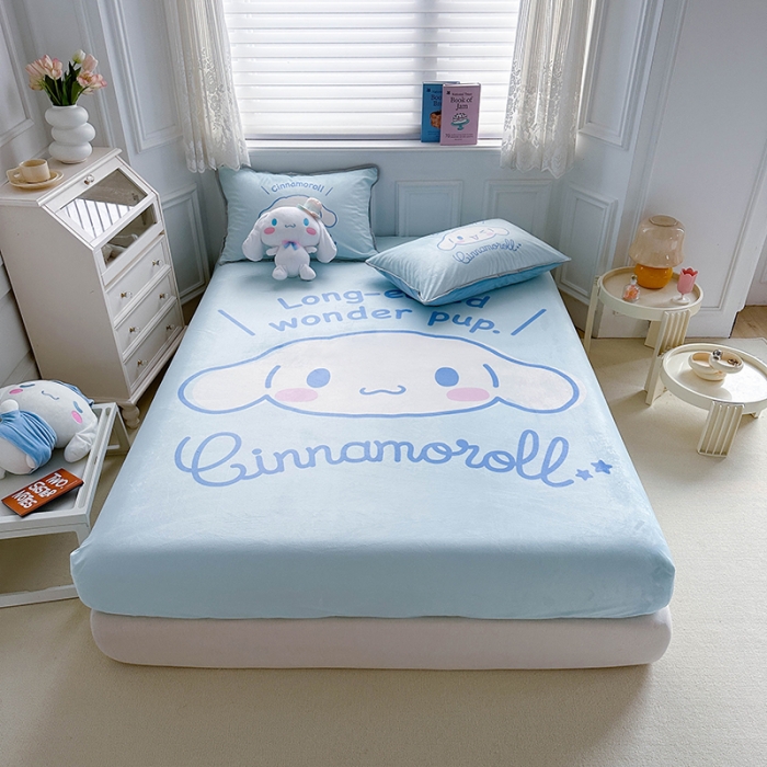 91家纺网 家纺一手货源 找家纺 蘭菲家纺 2023新款宝宝绒卡通印花床笠 肉包