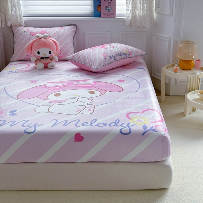 91家纺网 家纺一手货源 找家纺 蘭菲家纺 2023新款宝宝绒卡通印花床笠 天真