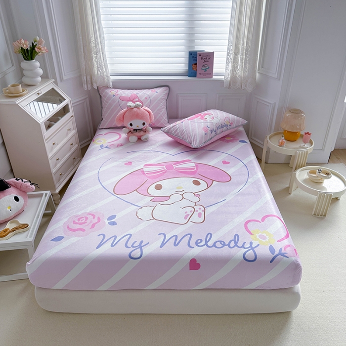 91家纺网 家纺一手货源 找家纺 蘭菲家纺 2023新款宝宝绒卡通印花床笠 天真