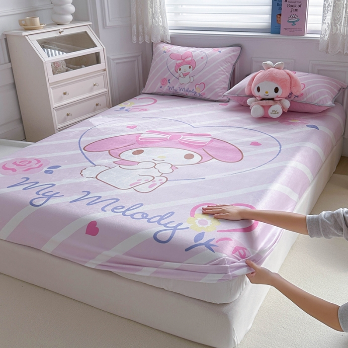 91家纺网 家纺一手货源 找家纺 蘭菲家纺 2023新款宝宝绒卡通印花床笠 天真