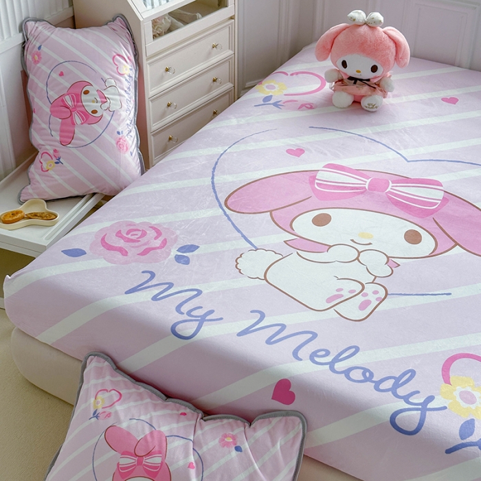 91家纺网 家纺一手货源 找家纺 蘭菲家纺 2023新款宝宝绒卡通印花床笠 天真