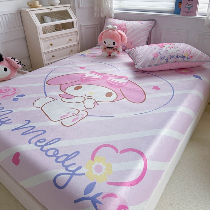 91家纺网 家纺一手货源 找家纺 蘭菲家纺 2023新款宝宝绒卡通印花床笠 天真