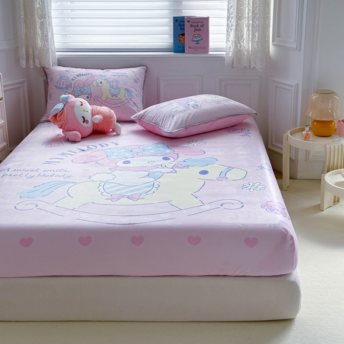 91家纺网 家纺一手货源 找家纺 蘭菲家纺 2023新款宝宝绒卡通印花床笠 小乐乐