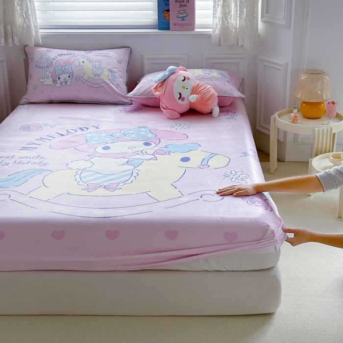 91家纺网 家纺一手货源 找家纺 蘭菲家纺 2023新款宝宝绒卡通印花床笠 小乐乐