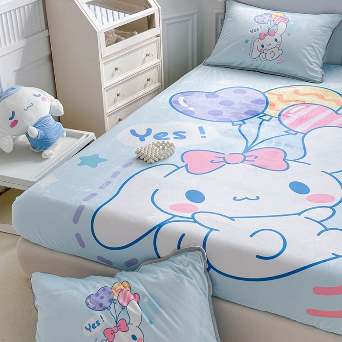 91家纺网 家纺一手货源 找家纺 蘭菲家纺 2023新款宝宝绒卡通印花床笠 小确辛