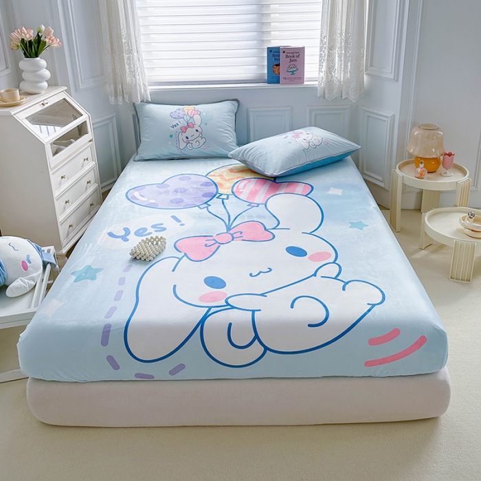 91家纺网 家纺一手货源 找家纺 蘭菲家纺 2023新款宝宝绒卡通印花床笠 小确辛