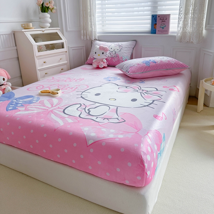 91家纺网 家纺一手货源 找家纺 蘭菲家纺 2023新款宝宝绒卡通印花床笠 炫彩KT