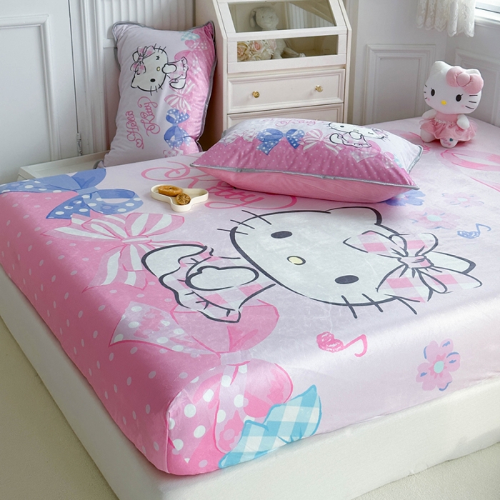 91家纺网 家纺一手货源 找家纺 蘭菲家纺 2023新款宝宝绒卡通印花床笠 炫彩KT