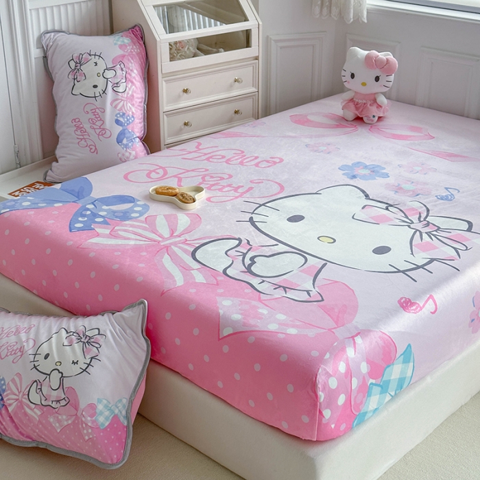 91家纺网 家纺一手货源 找家纺 蘭菲家纺 2023新款宝宝绒卡通印花床笠 炫彩KT