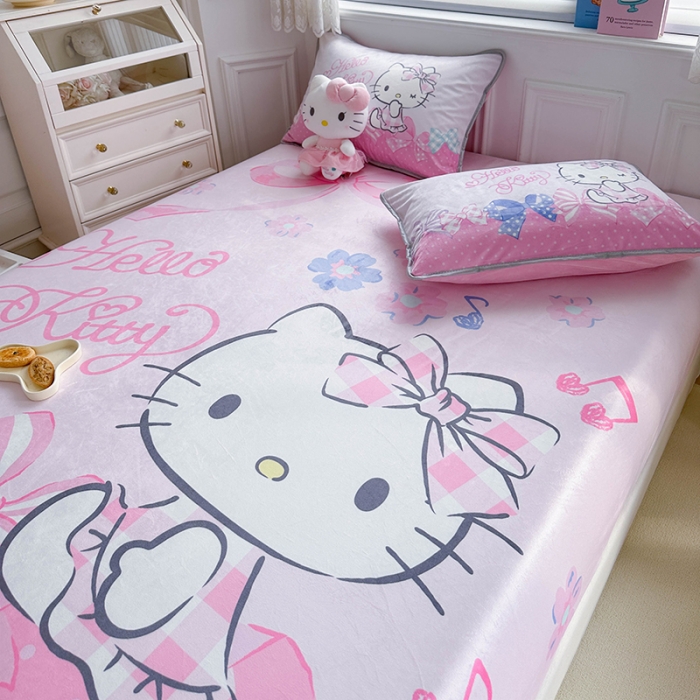 91家纺网 家纺一手货源 找家纺 蘭菲家纺 2023新款宝宝绒卡通印花床笠 炫彩KT