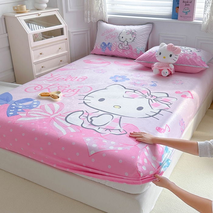 91家纺网 家纺一手货源 找家纺 蘭菲家纺 2023新款宝宝绒卡通印花床笠 炫彩KT