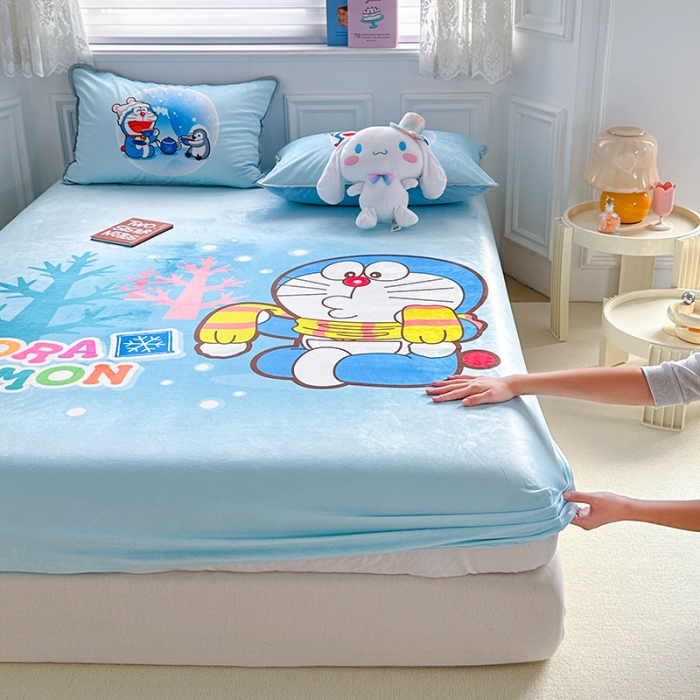 91家纺网 家纺一手货源 找家纺 蘭菲家纺 2023新款宝宝绒卡通印花床笠 愉爱