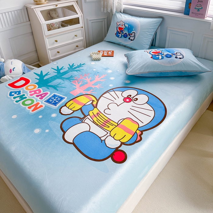 91家纺网 家纺一手货源 找家纺 蘭菲家纺 2023新款宝宝绒卡通印花床笠 愉爱