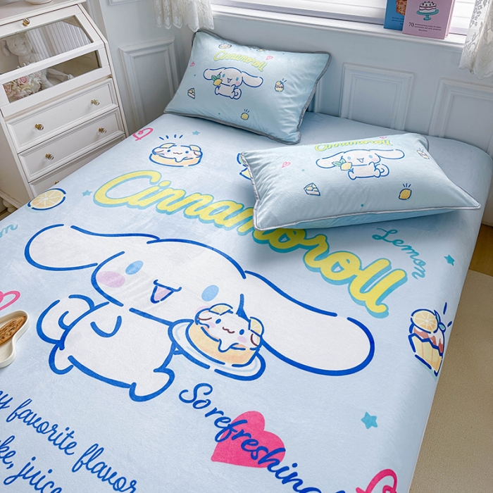 91家纺网 家纺一手货源 找家纺 蘭菲家纺 2023新款宝宝绒卡通印花床笠 圆宝