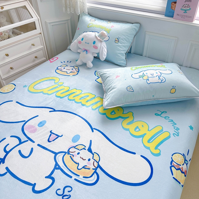 91家纺网 家纺一手货源 找家纺 蘭菲家纺 2023新款宝宝绒卡通印花床笠 圆宝