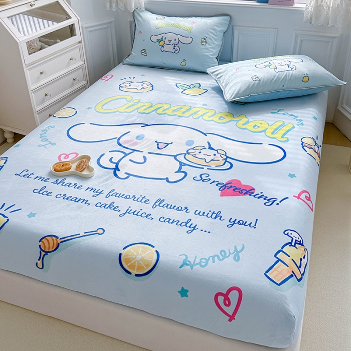 91家纺网 家纺一手货源 找家纺 蘭菲家纺 2023新款宝宝绒卡通印花床笠 圆宝