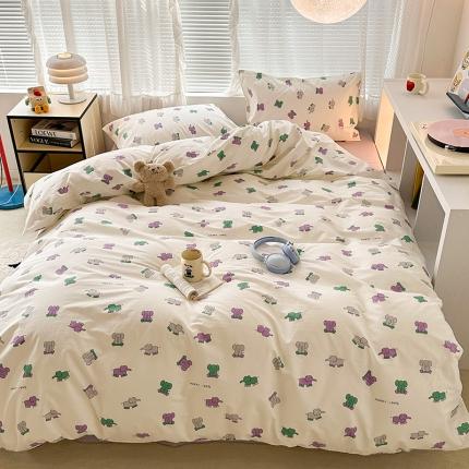 91家纺网 家纺一手货源 找家纺 昔可 2023新款全棉小卡通爱心四件套 小象乐园