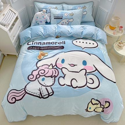 91家纺网 家纺一手货源 找家纺 （总）蘭菲家纺 2023新款宝宝绒卡通印花四件套被套枕套