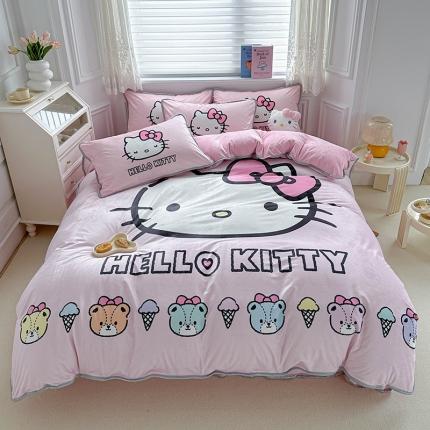 91家纺网 家纺一手货源 找家纺 （总）蘭菲家纺 2023新款宝宝绒卡通印花四件套被套枕套